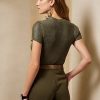 Pulls à manches courtes en soie laquée Olive Ralph Lauren pour femme Pulls à manches courtes en soie laquée Olive Ralph Lauren pour femme
