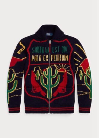 Pulls multicolores en laine Ralph Lauren pour homme, entièrement zippés et à motif graphique