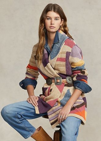 Pulls multicolores en lin mélangé à motif géométrique Ralph Lauren pour femmes