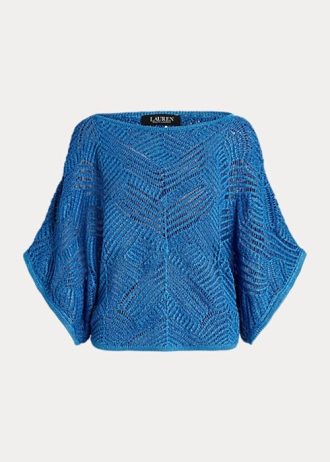 Pulls oversize en maille de coton mélangé bleu Ralph Lauren pour femme