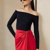 Pulls à épaules dénudées en soie mûre Ralph Lauren bleu marine pour femme