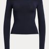 Pulls à épaules dénudées en soie mûre Ralph Lauren bleu marine pour femme