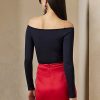 Pulls à épaules dénudées en soie mûre Ralph Lauren bleu marine pour femme
