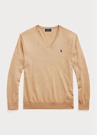 Pulls Ralph Lauren Slim Fit en coton texturé marron pour homme