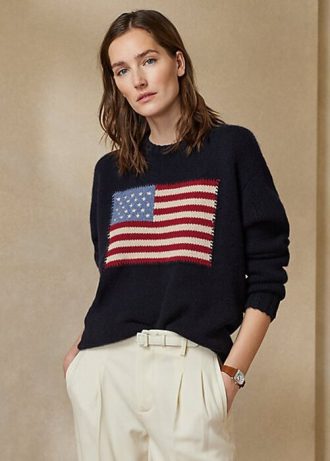 Pulls ras du cou en cachemire bleu marine Ralph Lauren Flag pour femme