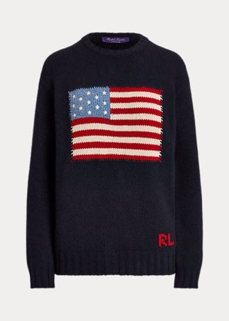 Pulls ras du cou en cachemire bleu marine Ralph Lauren Flag pour femme