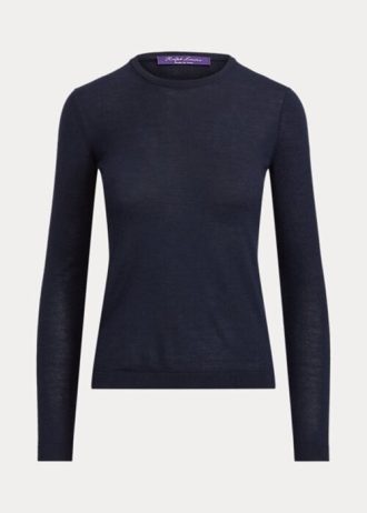 Pulls ras du cou en cachemire bleu marine Ralph Lauren pour femme