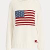 Pulls ras du cou en cachemire crème Ralph Lauren Flag pour femme