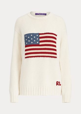 Pulls ras du cou en cachemire crème Ralph Lauren Flag pour femme