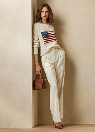 Pulls ras du cou en cachemire crème Ralph Lauren Flag pour femme