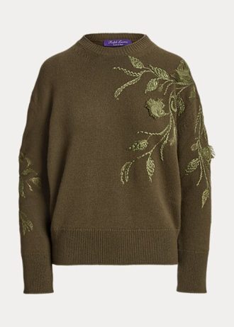 Pulls ras du cou en cachemire ornés Olive Ralph Lauren pour femmes