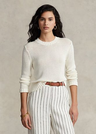 Pulls ras du cou en coton blanc Ralph Lauren pour femme