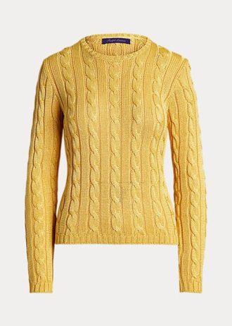 Pulls ras du cou en soie torsadée jaune Ralph Lauren pour femme