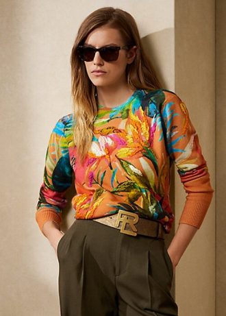 Pulls ras du cou multicolores en cachemire graphique Ralph Lauren pour femmes