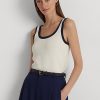 Pulls sans manches bicolores en coton mélangé crème/bleu marine Ralph Lauren pour femme Pulls sans manches bicolores en coton mélangé crème/bleu marine Ralph Lauren pour femme