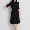Robe ajustée et évasée bleu marine Ralph Lauren pour femme Robe ajustée et évasée bleu marine Ralph Lauren pour femme