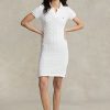 Robe blanche en coton torsadé coupe skinny Ralph Lauren pour femme