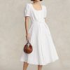 Robe blanche en lin à œillets brodés Ralph Lauren pour femme Robe blanche en lin à œillets brodés Ralph Lauren pour femme