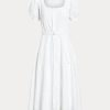 Robe blanche en lin à œillets brodés Ralph Lauren pour femme Robe blanche en lin à œillets brodés Ralph Lauren pour femme