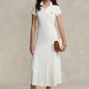 Robe blanche en maille de coton extensible à œillets Ralph Lauren pour femme Robe blanche en maille de coton extensible à œillets Ralph Lauren pour femme