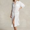 Robe blanche translucide en coton et lin Ralph Lauren pour femme Robe blanche translucide en coton et lin Ralph Lauren pour femme