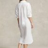 Robe blanche translucide en coton et lin Ralph Lauren pour femme Robe blanche translucide en coton et lin Ralph Lauren pour femme