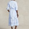 Robe bleu clair à œillets brodés Ralph Lauren pour femme Robe bleu clair à œillets brodés Ralph Lauren pour femme