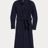 Robe ceinturée en laine et coton bleu marine Ralph Lauren pour femme