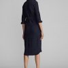 Robe ceinturée en laine et coton bleu marine Ralph Lauren pour femme