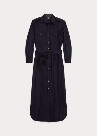 Robe ceinturée en laine mélangée bleu marine Ralph Lauren pour femme Robe ceinturée en laine mélangée bleu marine Ralph Lauren pour femme