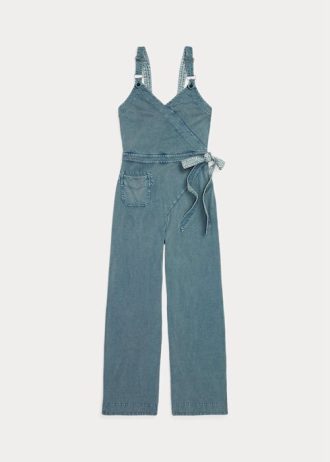 Robe-combinaison bleue en jersey teint en pièce Ralph Lauren pour femme