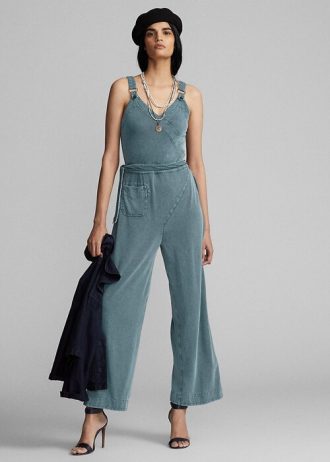 Robe-combinaison bleue en jersey teint en pièce Ralph Lauren pour femme