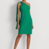 Robe de cocktail asymétrique en georgette verte Ralph Lauren pour femme Robe de cocktail asymétrique en georgette verte Ralph Lauren pour femme