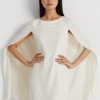 Robe de cocktail Cape Georgette crème Ralph Lauren pour femme Robe de cocktail Cape Georgette crème Ralph Lauren pour femme