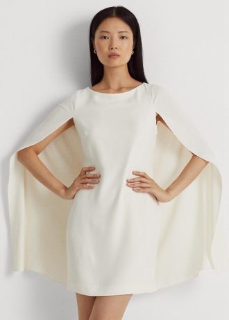 Robe de cocktail Cape Georgette crème Ralph Lauren pour femme Robe de cocktail Cape Georgette crème Ralph Lauren pour femme