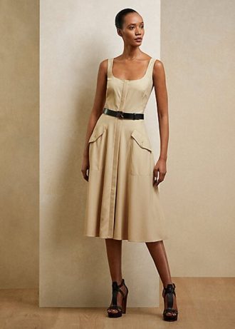 Robe de jour beige en gabardine de laine Semira de Ralph Lauren pour femme Robe de jour beige en gabardine de laine Semira de Ralph Lauren pour femme