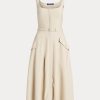 Robe de jour beige en gabardine de laine Semira de Ralph Lauren pour femme