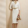 Robe de jour blanche en soie Shantung Ralph Lauren Knowles pour femme Robe de jour blanche en soie Shantung Ralph Lauren Knowles pour femme