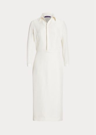 Robe de jour blanche en soie Shantung Ralph Lauren Knowles pour femme