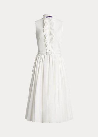 Robe de jour blanche sans manches en lin plissé Roald de Ralph Lauren pour femme Robe de jour blanche sans manches en lin plissé Roald de Ralph Lauren pour femme
