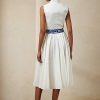 Robe de jour blanche sans manches en lin plissé Roald de Ralph Lauren pour femme