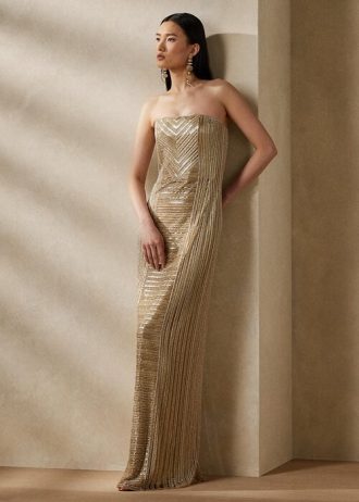 Robe de soirée beige à ornements Collingwood de Ralph Lauren pour femme Robe de soirée beige à ornements Collingwood de Ralph Lauren pour femme