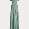 Robe de soirée plissée en jersey vert Ralph Lauren Merridan pour femme Robe de soirée plissée en jersey vert Ralph Lauren Merridan pour femme
