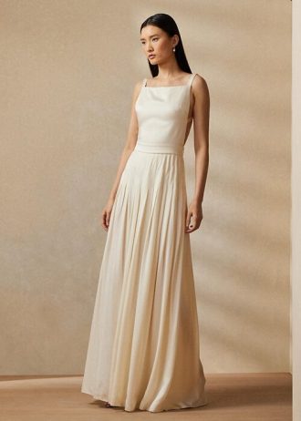 Robe de soirée Talbert en crêpe et satin crème pour femme Ralph Lauren