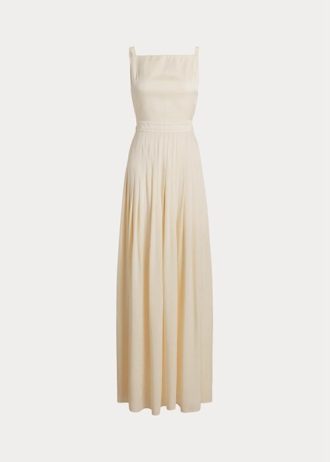 Robe de soirée Talbert en crêpe et satin crème pour femme Ralph Lauren