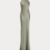 Robe de soirée verte en satin délavé Chilton de Ralph Lauren pour femme