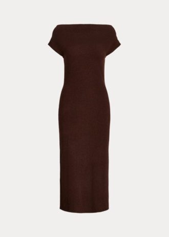 Robe en cachemire à col droit pour femme Ralph Lauren Chocolat