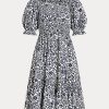 Robe en coton à manches blouson fleuries Ralph Lauren pour femme Robe en coton à manches blouson fleuries Ralph Lauren pour femme