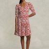 Robe en crêpe à godets et manches mouton Ralph Lauren pour femme