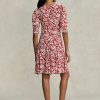 Robe en crêpe à godets et manches mouton Ralph Lauren pour femme
